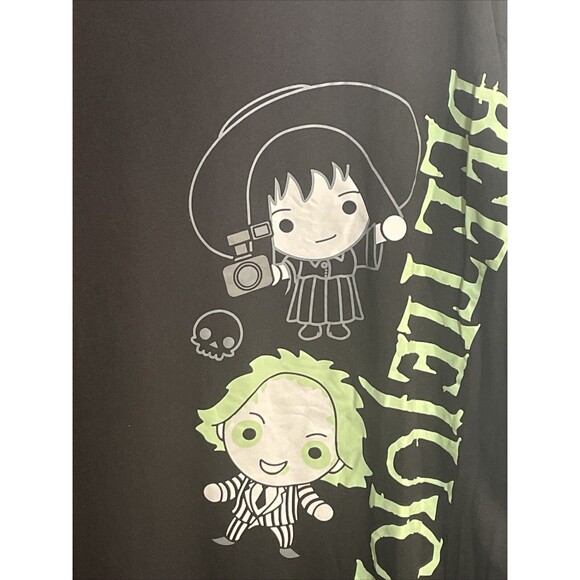 Warner Bros. WB Beetlejuice Lydia Sleep Shirt Black White XL NWT Long Sleeve - Picture 4 of 8